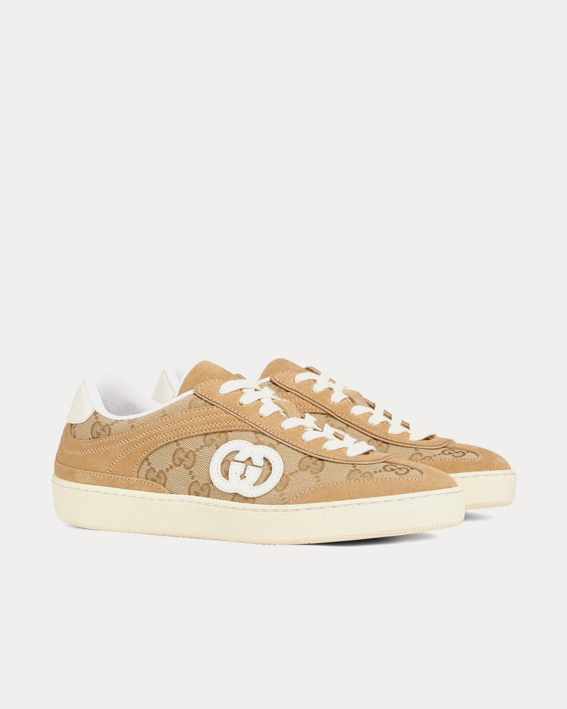 Gucci G75 GG Canvas Beige / Dark Brown Low Top Sneakers - 2