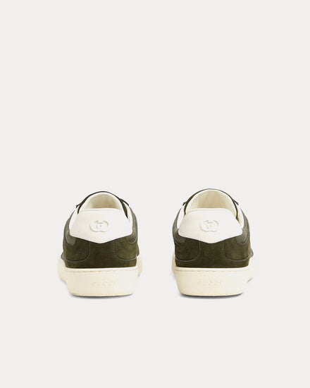 Gucci G75 Canvas & Suede Dark Green Low Top Sneakers - 4