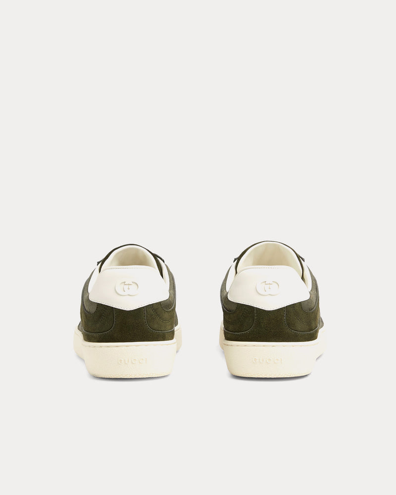 Gucci G75 Canvas & Suede Dark Green Low Top Sneakers - 4