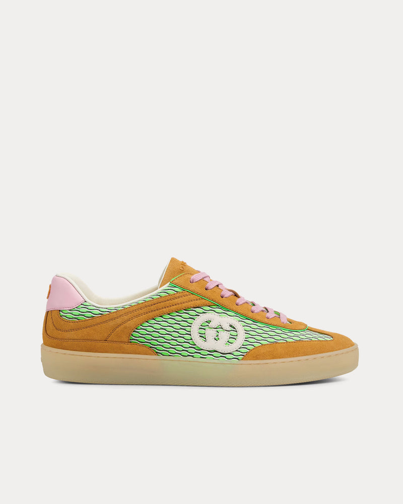 Gucci G75 Mesh & Suede Green / Orange / Pink Low Top Sneakers - 1