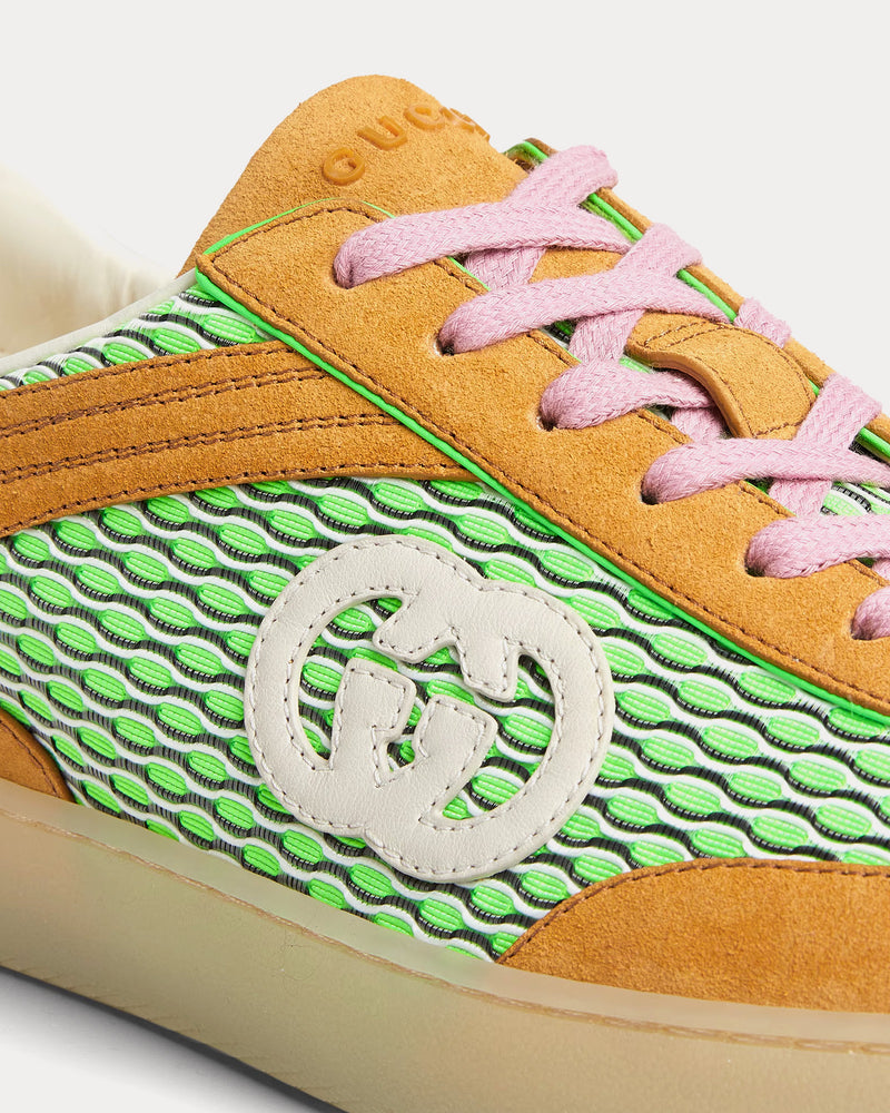 Gucci G75 Mesh & Suede Green / Orange / Pink Low Top Sneakers - 5