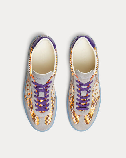 Gucci G75 Mesh & Suede Orange / Grey / Blue Low Top Sneakers - 2