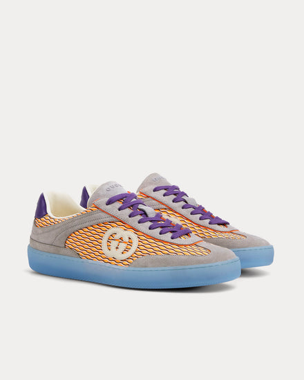 Gucci G75 Mesh & Suede Orange / Grey / Blue Low Top Sneakers - 3