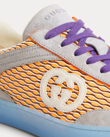 Gucci G75 Mesh & Suede Orange / Grey / Blue Low Top Sneakers - 4