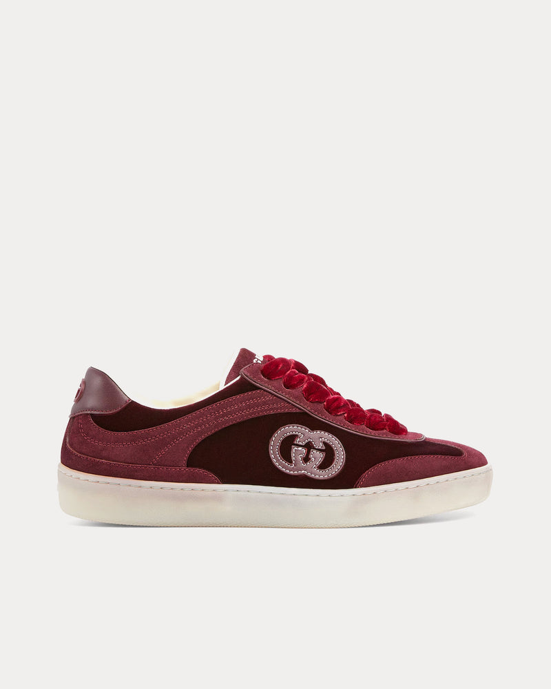 Gucci G75 Velvet Bordeaux Low Top Sneakers - 1