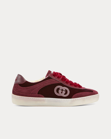 Gucci G75 Velvet Bordeaux Low Top Sneakers
