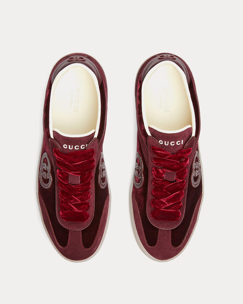 Gucci G75 Velvet Bordeaux Low Top Sneakers - 2