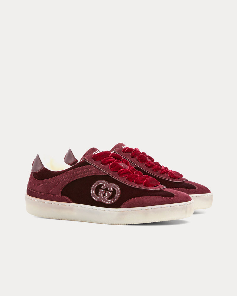Gucci G75 Velvet Bordeaux Low Top Sneakers - 3