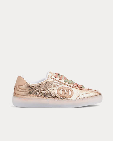 Gucci G75 Textured Leather Bronze Low Top Sneakers