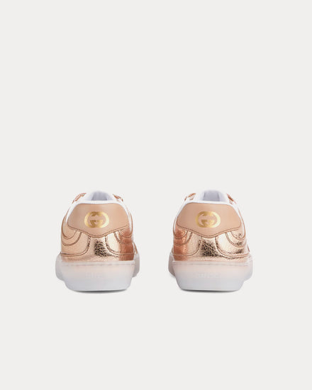 Gucci G75 Textured Leather Bronze Low Top Sneakers - 4
