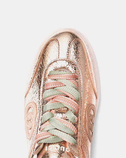 Gucci G75 Textured Leather Bronze Low Top Sneakers - 5