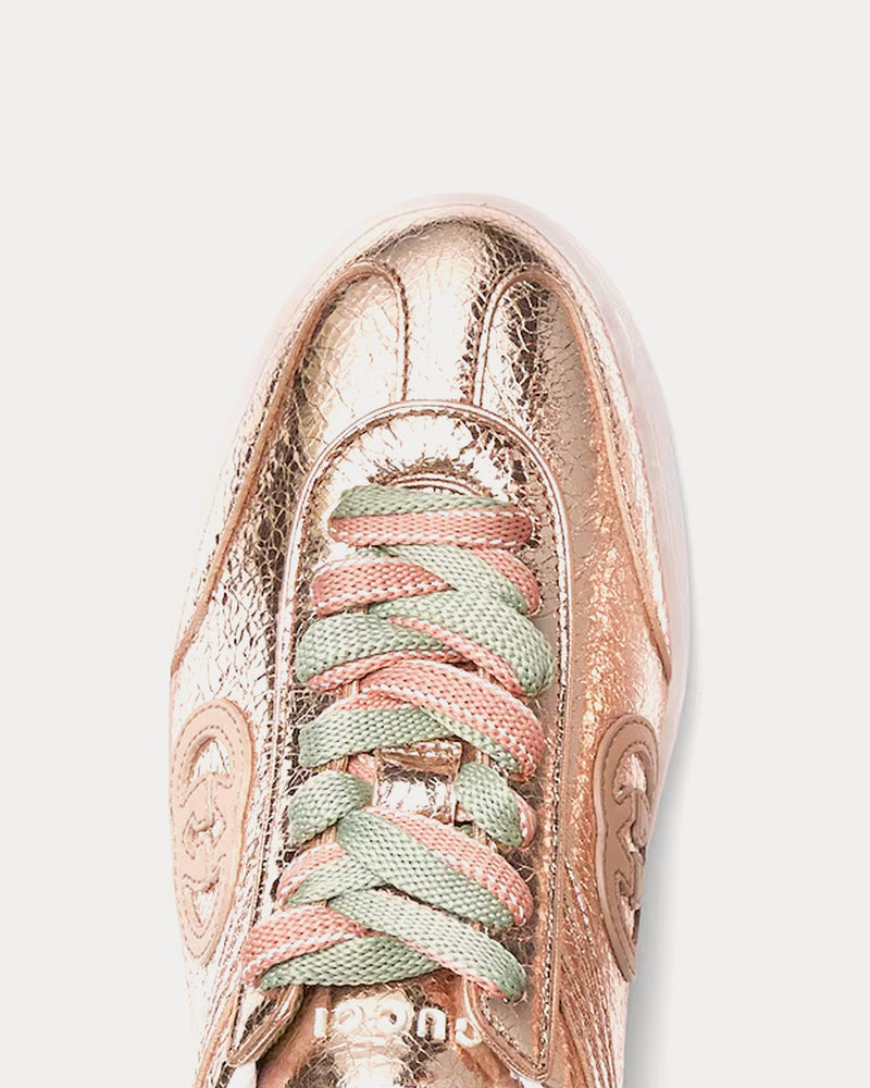 Gucci Women's G75 Textured Leather Bronze Low Top Sneakers