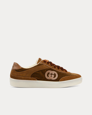 Gucci G75 Velvet Brown Low Top Sneakers