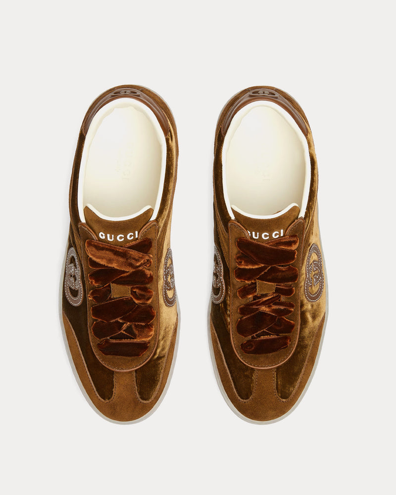 Gucci G75 Velvet Brown Low Top Sneakers - 2