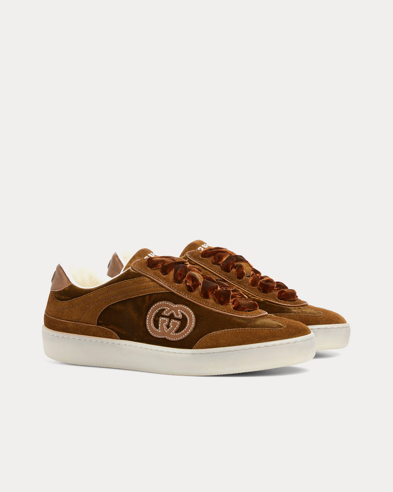 Gucci G75 Velvet Brown Low Top Sneakers - 3