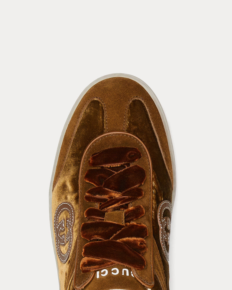 Gucci G75 Velvet Brown Low Top Sneakers - 5