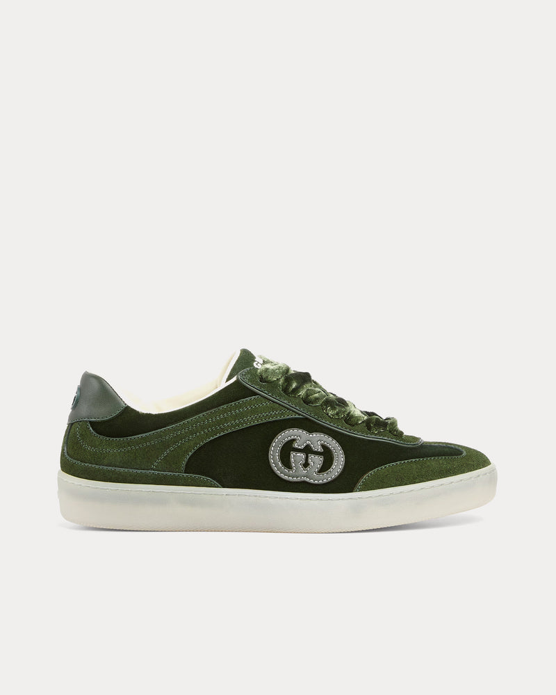 Gucci G75 Velvet Dark Green Low Top Sneakers - 1