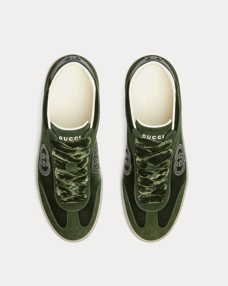 Gucci G75 Velvet Dark Green Low Top Sneakers - 2
