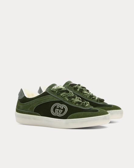 Gucci G75 Velvet Dark Green Low Top Sneakers - 3