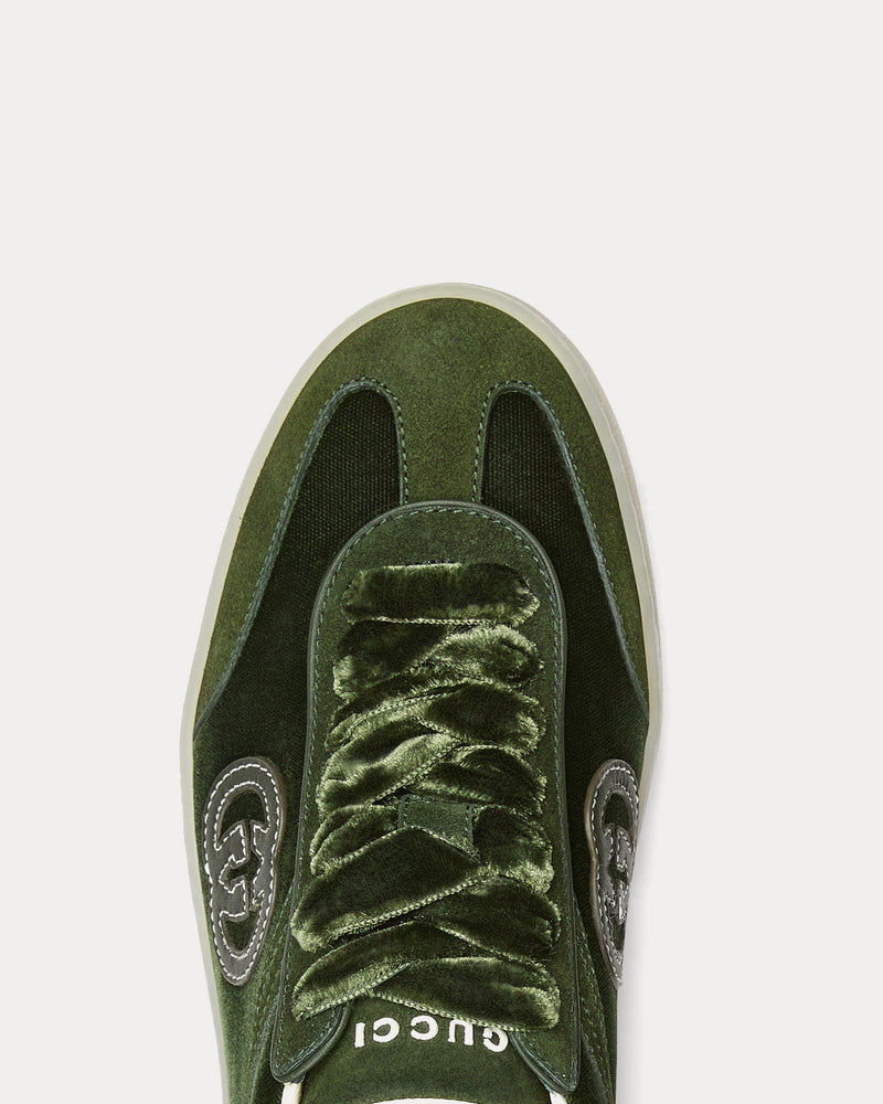 Gucci G75 Velvet Dark Green Low Top Sneakers - 5