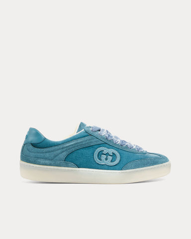 Gucci G75 Velvet Dark Teal Low Top Sneakers