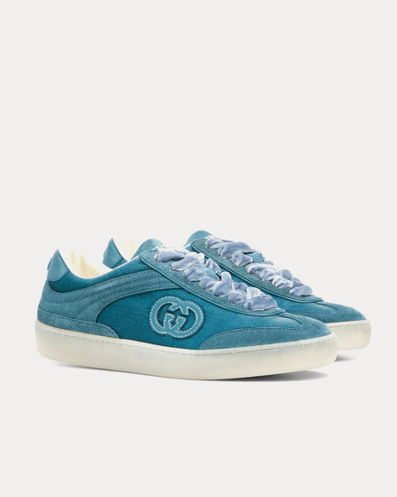 Gucci G75 Velvet Dark Teal Low Top Sneakers - 3