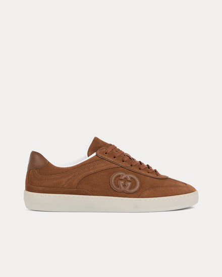Gucci G75 Suede Light Brown Low Top Sneakers - 1