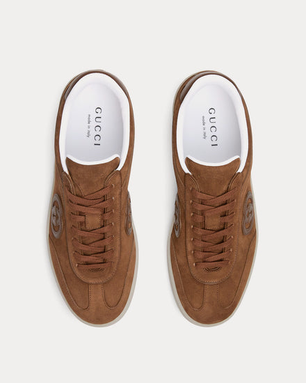 Gucci G75 Suede Light Brown Low Top Sneakers - 2