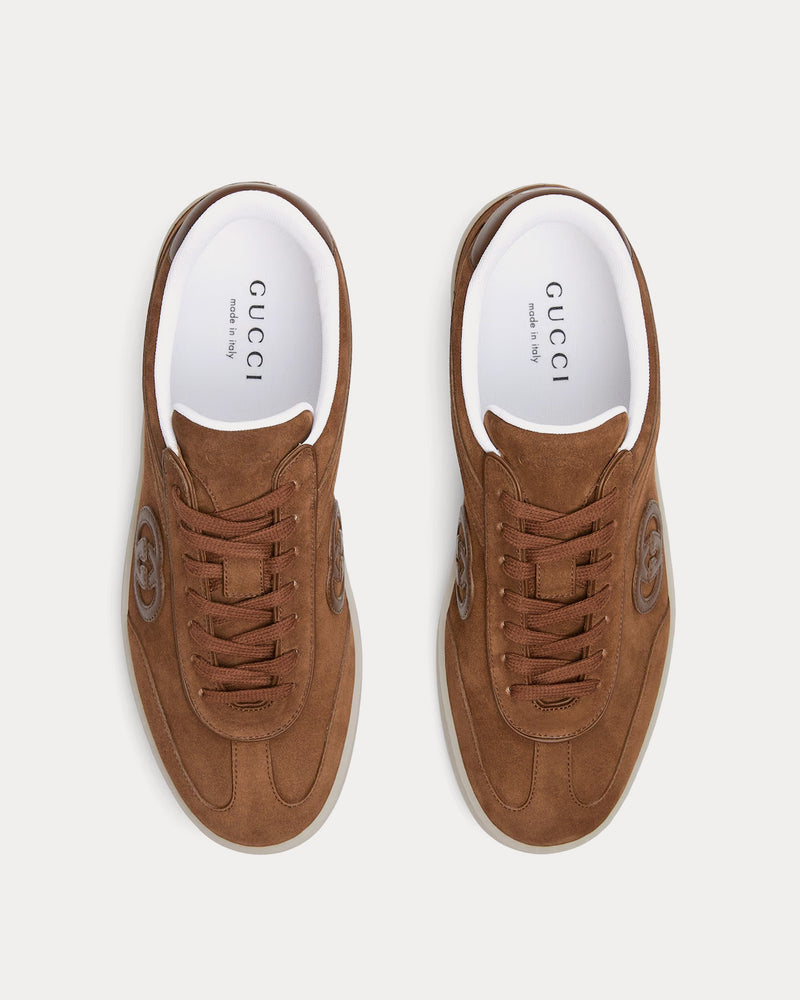 Gucci G75 Suede Light Brown Low Top Sneakers - 2