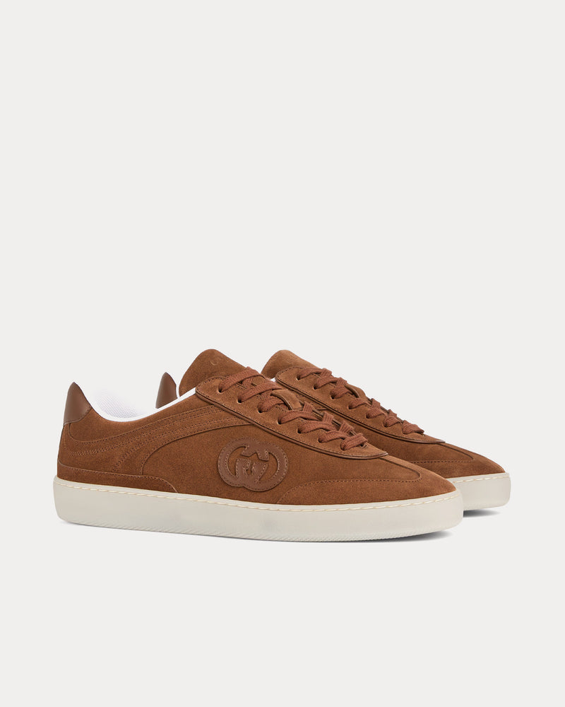 Gucci G75 Suede Light Brown Low Top Sneakers - 3