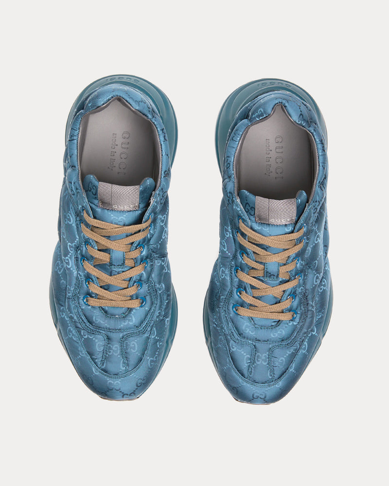 Gucci Men's Rhyton GG Nylon Blue Low Top Sneakers