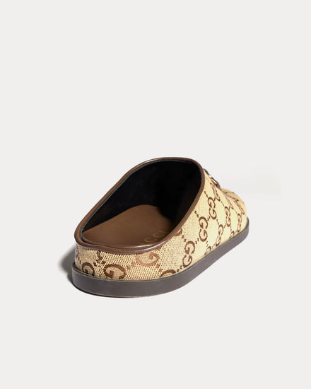 Gucci Horsebit GG Canvas Camel / Dark Brown Mules - 4