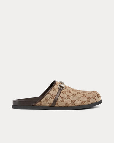 Gucci Horsebit Original GG Canvas Beige / Ebony Mules