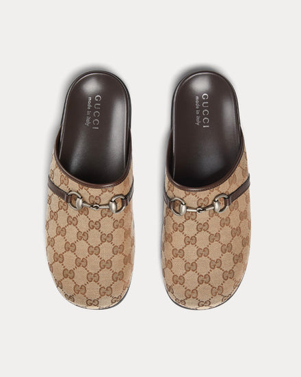 Gucci Horsebit Original GG Canvas Beige / Ebony Mules - 2