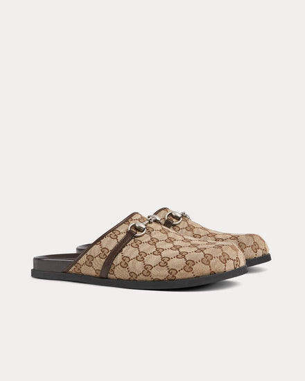 Gucci Horsebit Original GG Canvas Beige / Ebony Mules - 3