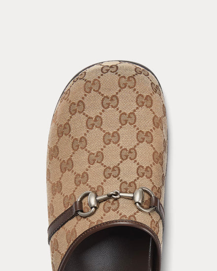Gucci Horsebit Original GG Canvas Beige / Ebony Mules - 5