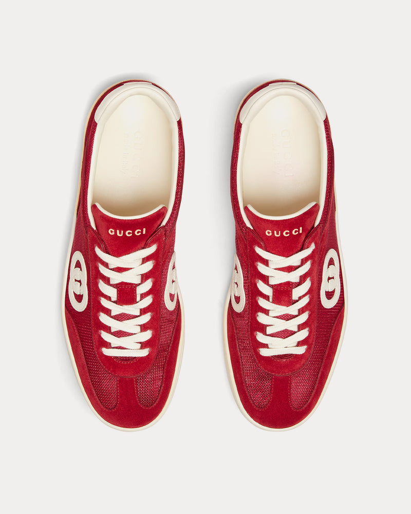 Gucci Men's Interlocking G Suede Red Low Top Sneakers
