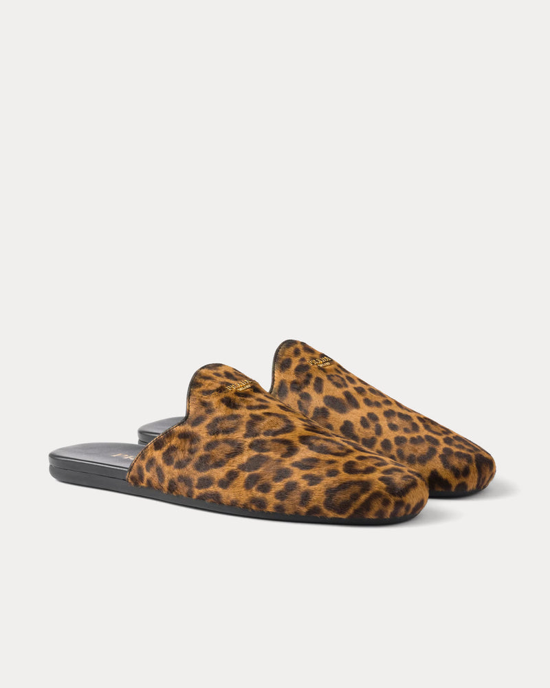 Prada Leopard-Print Leather Honey Mules - 3