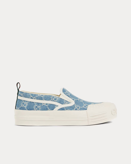 Gucci GG Denim Light Blue Slip On Sneakers - 1