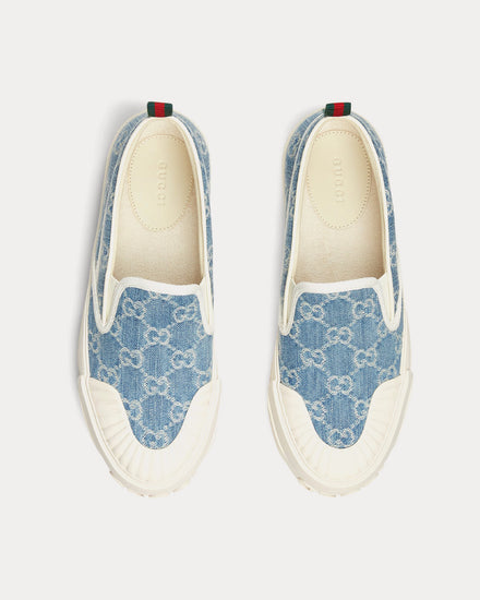 Gucci GG Denim Light Blue Slip On Sneakers - 2