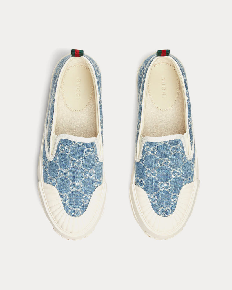 Gucci GG Denim Light Blue Slip On Sneakers - 2