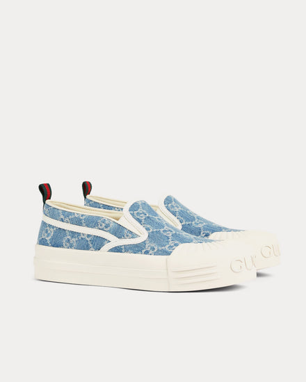 Gucci GG Denim Light Blue Slip On Sneakers - 3