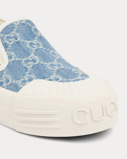 Gucci GG Denim Light Blue Slip On Sneakers - 4
