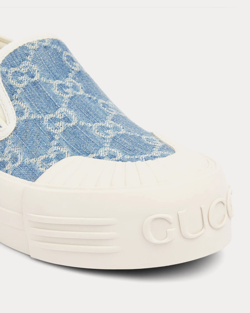 Gucci GG Denim Light Blue Slip On Sneakers - 4
