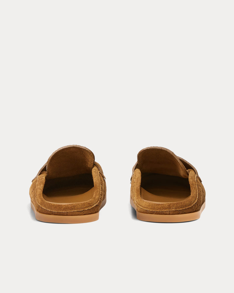 Gucci Double G with GG Suede Light Brown Mules - 4