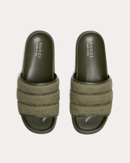 Gucci Padded Dark Green Slide Sandals - 2