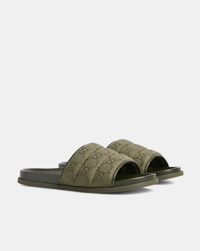 Gucci Padded Dark Green Slide Sandals - 3