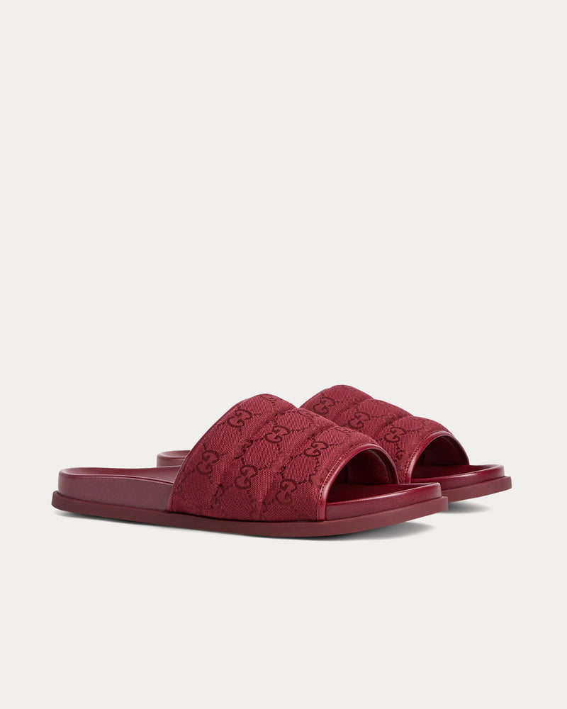 Gucci Padded Rosso Ancora Red Slide Sandals - 3