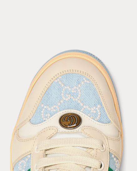 Gucci Screener with GG Pearl Canvas Light Blue Sneaker Mules - 5