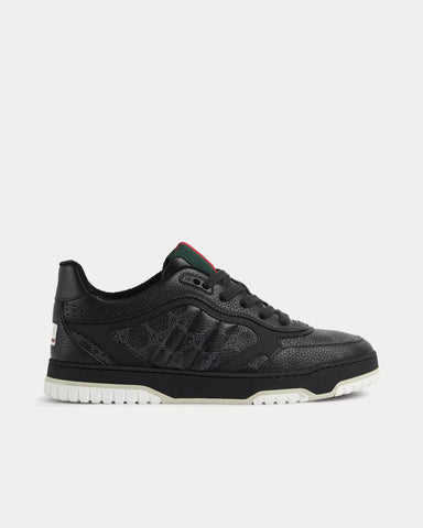 Gucci Re-Web with GG Outline Pebbled Leather Black Low Top Sneakers